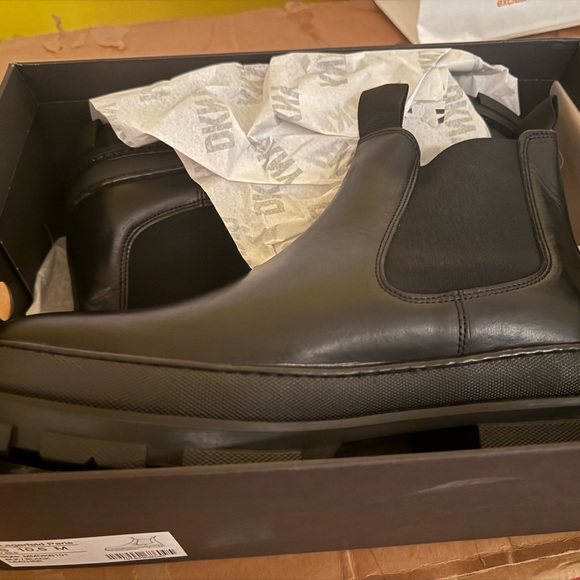 Karl Lagerfeld Black Leather Ankle Boots - Picture 1 of 2